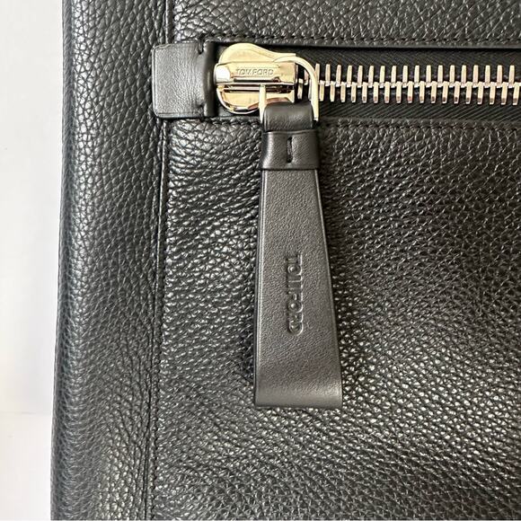 Tom Ford Buckley Zipper Portfolio Clutch Man Bag Pebbled Leather - Picture 3 of 16